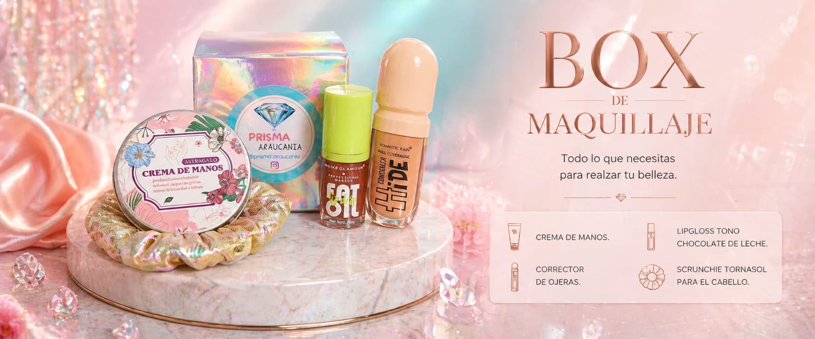 Box de maquillaje Prisma Araucanía — variante de productos y beneficios